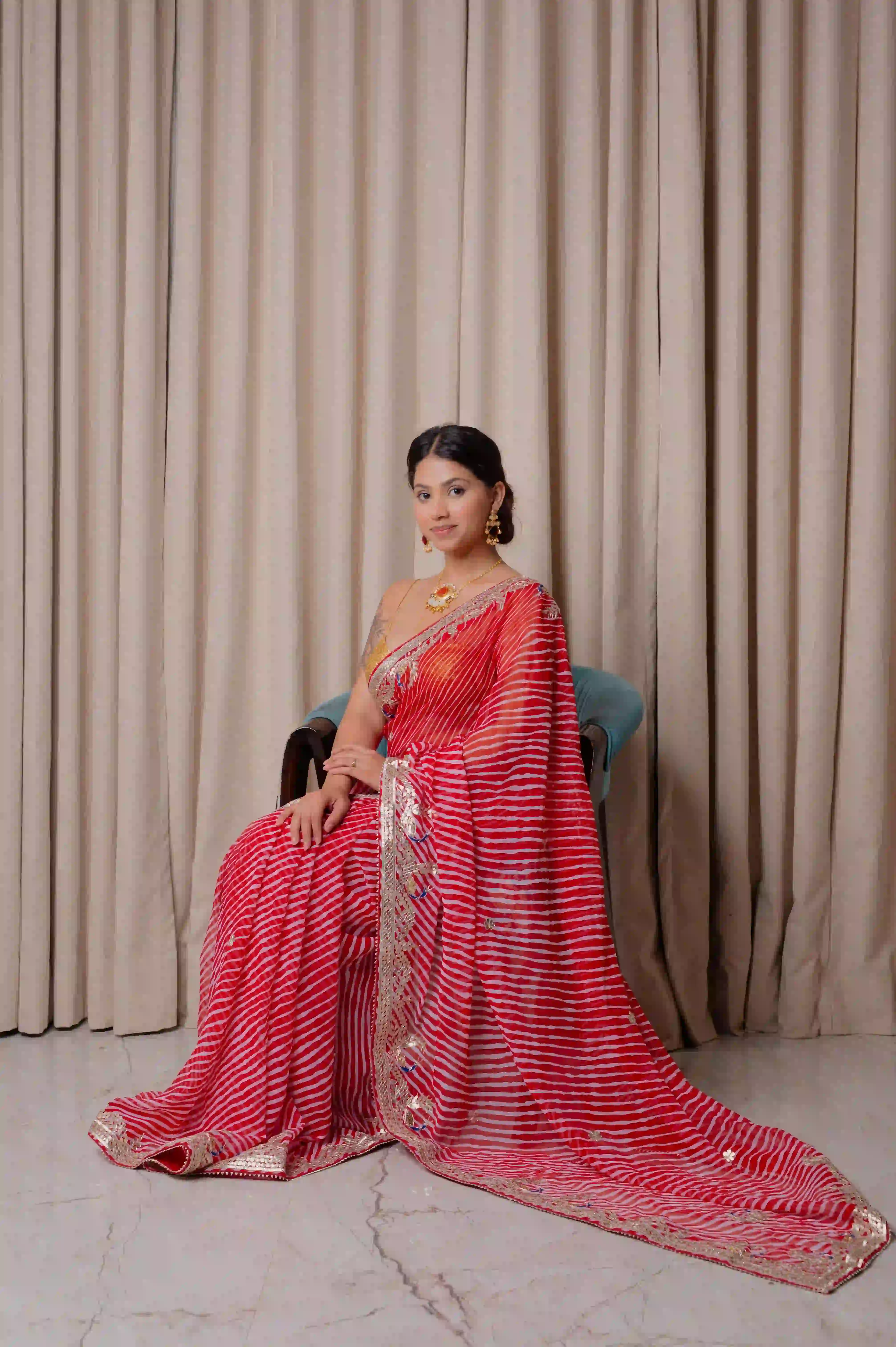 Pure Chiffon Lehriya Saree | Elegant Festive Designer Saree