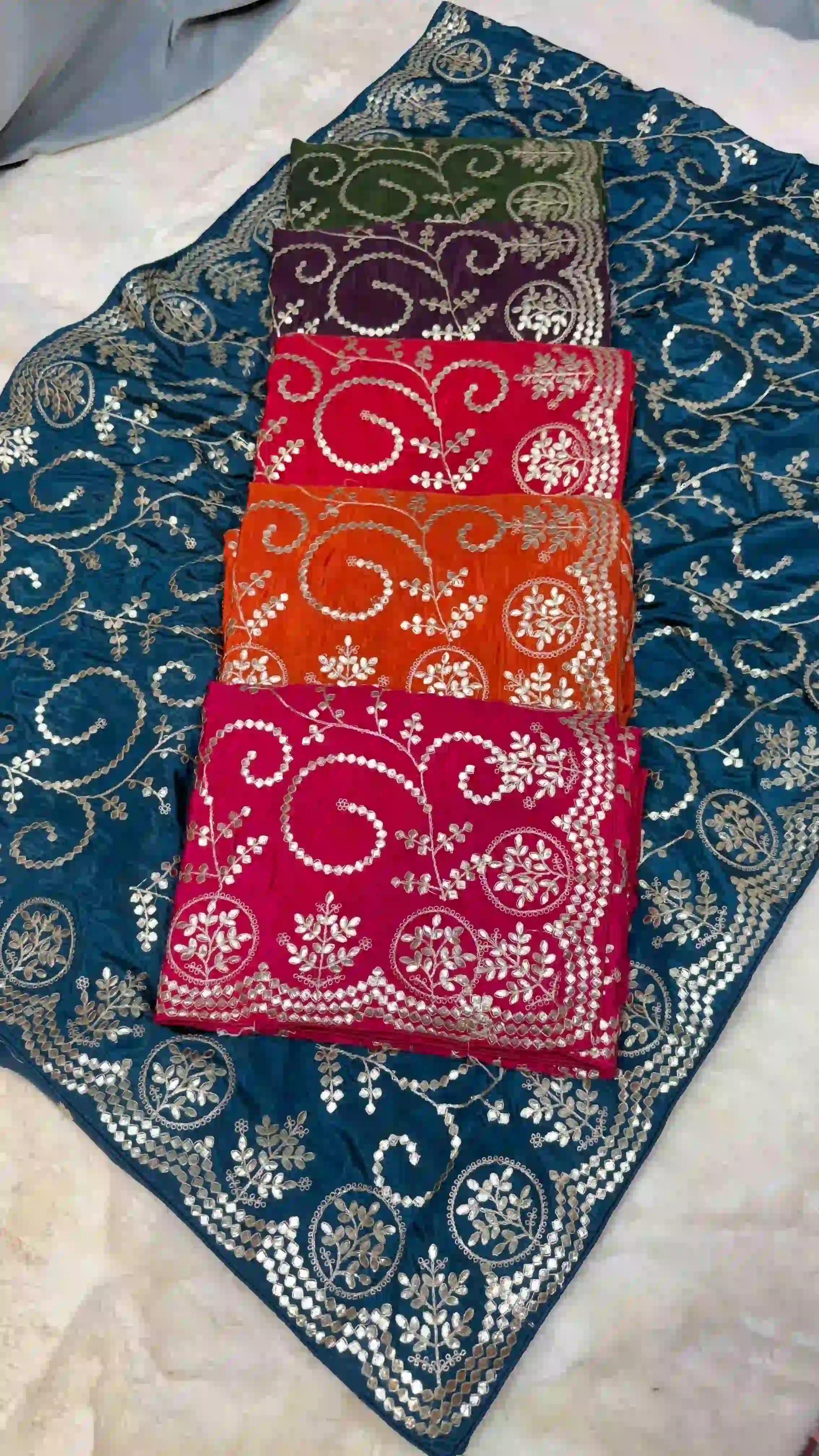 Elegant Upada Silk Saree with All-Over Gota Patti Jaal Hand Embroidery